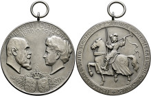Württemberg. Wilhelm II. 1891-1918. 
Tragbare, mattierte Silbermedaille 1911 von Mayer und Wilhelm, auf das Festschießen der Stuttgarter Schützengild...