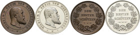 Württemberg. Wilhelm II. 1891-1918. 
Lot (2 Stücke): Prämienmedaille in Silber o.J. (ca. 1892) von Mayer und Wilhelm (unsigniert). Dem Besten Schütze...