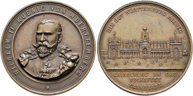 Württemberg. Wilhelm II. 1891-1918. 
Bronzemedaille o.J. von W. Mayer, auf die Erinnerung an das Cannstatter Volksfest. Brustbild in Uniform und Herm...