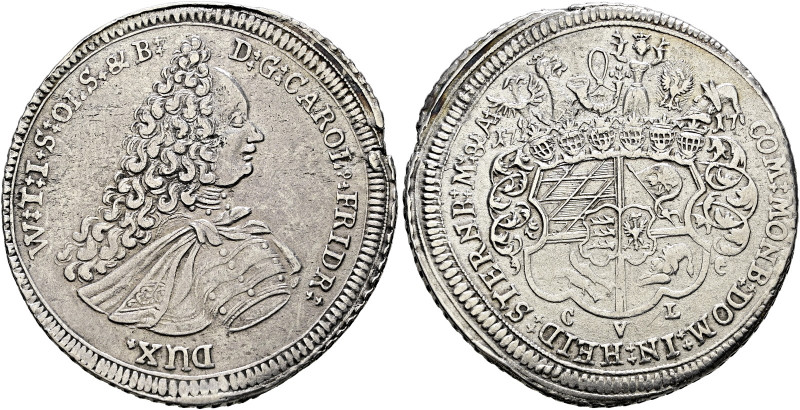 Württemberg-Öls. Karl Friedrich von Öls 1704-1744. 
Taler 1717 -Öls-. Brustbild...