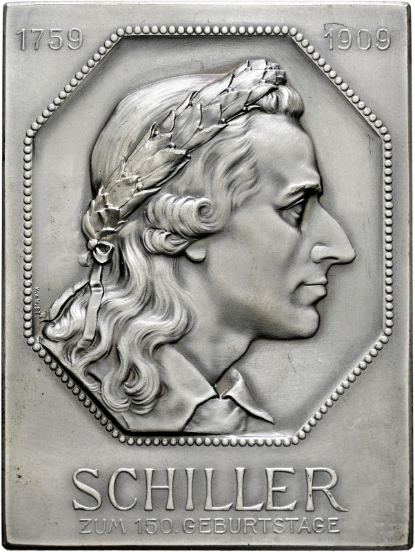 Württemberg-Personenmedaillen. Schiller, Friedrich (von) *1759, +1805. 
Einseit...