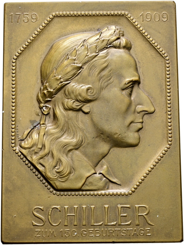 Württemberg-Personenmedaillen. Schiller, Friedrich (von) *1759, +1805. 
Einseit...