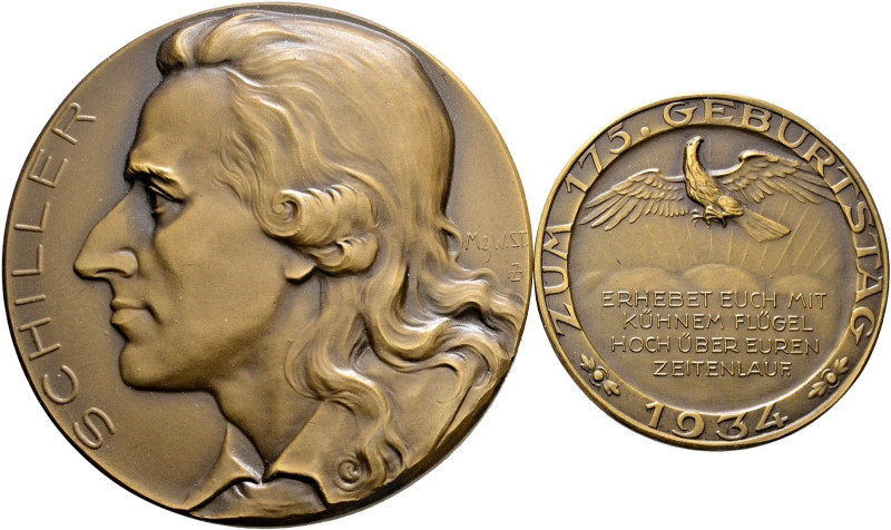 Württemberg-Personenmedaillen. Schiller, Friedrich (von) *1759, +1805. 
Lot (2 ...