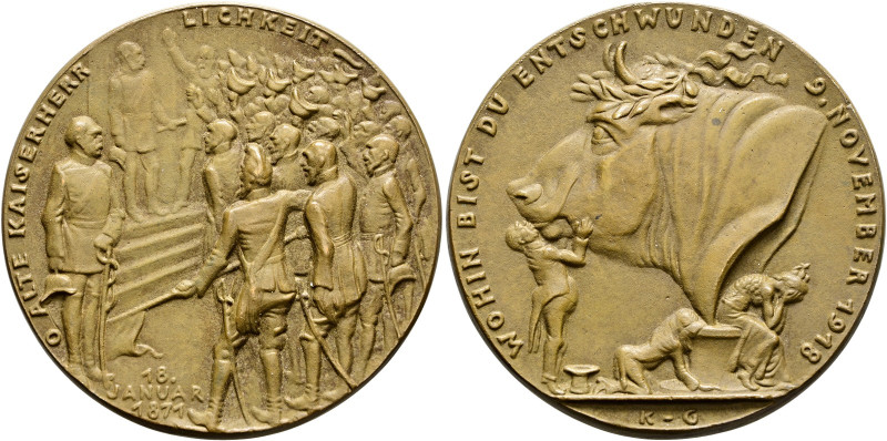 Medailleure. Goetz, Karl (1875-1950). 
Bronzemedaille 1918. Auf die alte Kaiser...