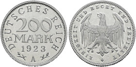 Weimarer Republik. . 
200 Mark 1923 A. Aluminium. J. 304.
Polierte Platte