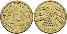 Weimarer Republik. . 
10 Rentenpfennig 1923 A. J. 309.
Stempelglanz