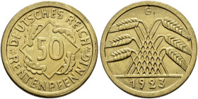 Weimarer Republik. . 
50 Rentenpfennig 1923 G. J. 310.
Stempelglanz