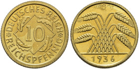 Weimarer Republik. . 
10 Reichspfennig 1936 G. J. 317.
Polierte Platte