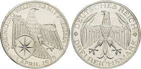 Weimarer Republik. . 
3 Reichsmark 1929 A. Waldeck. J. 337.
Polierte Platte
