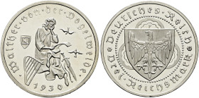 Weimarer Republik. . 
3 Reichsmark 1930 F. Vogelweide. J. 344.
Polierte Platte