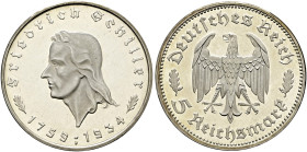 Drittes Reich. . 
5 Reichsmark 1934 F. Schiller. J. 359.
winzige Haarlinien, Polierte Platte