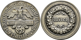 Drittes Reich. . 
Silberne Prämienmedaille 1934 von O. Glöckler, der 1. Reichsnährstands-Ausstellung in Erfurt - Für Milch. Reichsadler über Schriftk...