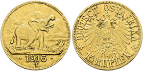 Nebengebiete. DEUTSCH-OSTAFRIKA. 
15 Rupien 1916 -Tabora-. Ein zweites Exemplar. J. 728b.
minimaler Randfehler, fast vorzüglich