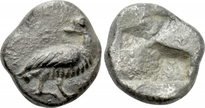 MACEDON. Eion(?) Trihemiobol (Circa 480-470 BC). 

Obv: Goose, with head left,...