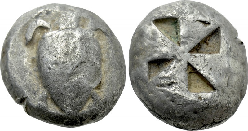ATTICA. Aegina. Stater (Circa 525-480 BC). 

Obv: Sea tortoise.
Rev: Incuse s...