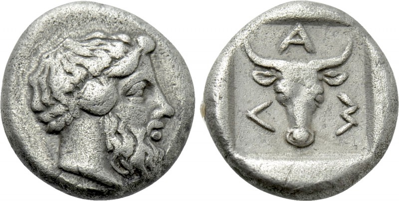 TROAS. Lamponeia. Hemidrachm (4th century BC).

Obv: Bearded head of Dionysos ...