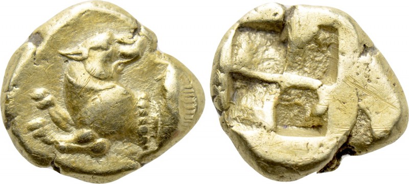 MYSIA. Kyzikos. EL Hekte (Circa 550-450 BC).

Obv: Forepart of hound left, wit...