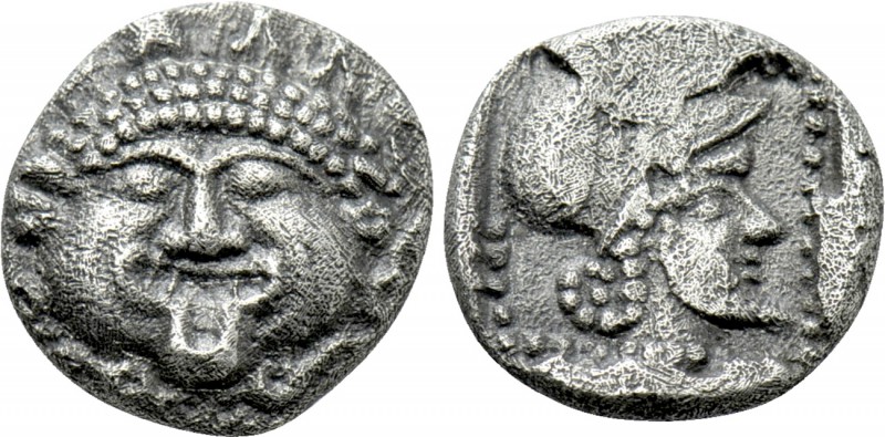 LESBOS. Methymna. Diobol (Circa 500-480/60 BC). 

Obv: Facing gorgoneion.
Rev...