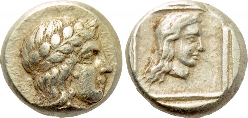 LESBOS. Mytilene. EL Hekte (Circa 412-378 BC). 

Obv: Laureate head of Apollo ...