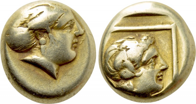 LESBOS. Mytilene. EL Hekte (Circa 412-378 BC). 

Obv: Horned head of Io right,...