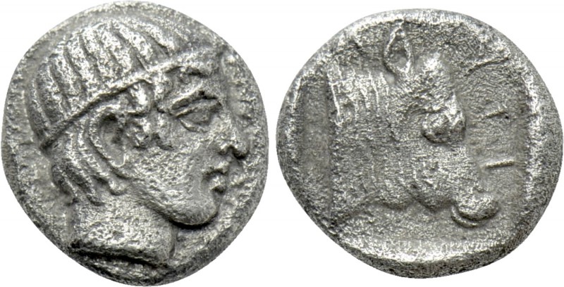 LESBOS. Mytilene. Obol (Circa 440-400 BC). 

Obv: Head of Apollo right, wearin...