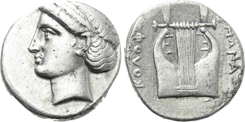 IONIA. Kolophon. Drachm (Circa 389-350 BC). Hermonax, magistrate. 

Obv: Laure...