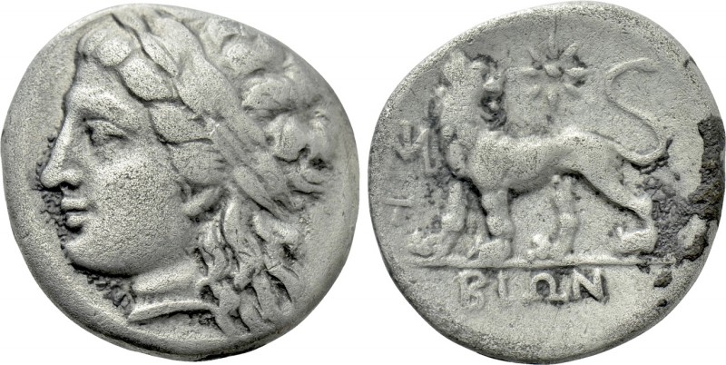 IONIA. Miletos. Drachm (Circa 259-246 BC). Bion, magistrate. 

Obv: Laureate h...