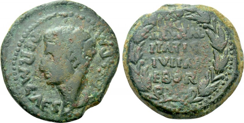 SPAIN. Ebora. Augustus (27 BC-14 AD). Ae As. 

Obv: PERM CAES AVG P M. 
Bare ...