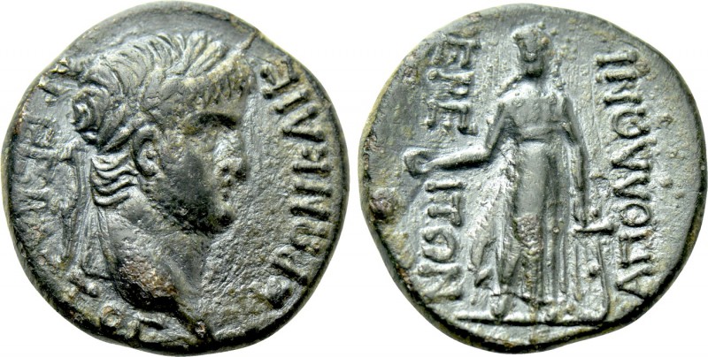 LYDIA. Apollonoshieron. Nero (54-68). Ae. 

Obv: NEPΩN KAICAP CΕΒΑCΤΟC. 
Laur...