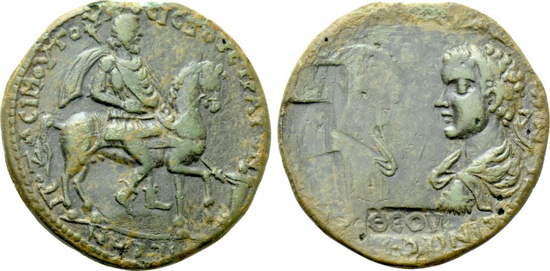 CARIA. Stratonicea. Caracalla with Geta (198-217). Medallic Ae. Zosimos, son of ...