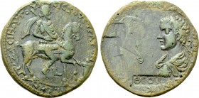CARIA. Stratonicea. Caracalla with Geta (198-217). Medallic Ae. Zosimos, son of Posittos, prytanis. Damnatio memoriae of Geta.