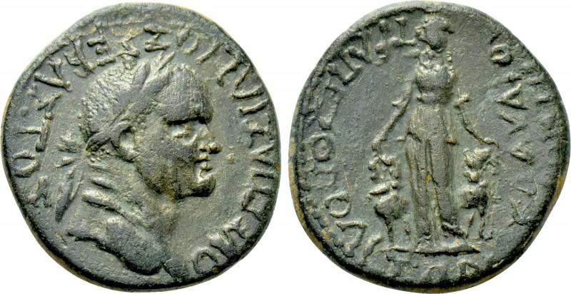 CARIA. Trapezopolis. Vespasian (69-79). Ae. Klaudios Orontes, mgistrate. 

Obv...