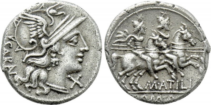 M. ATILIUS SARANUS. Denarius (148 BC). Rome. 

Obv: SARAN. 
Helmeted head of ...
