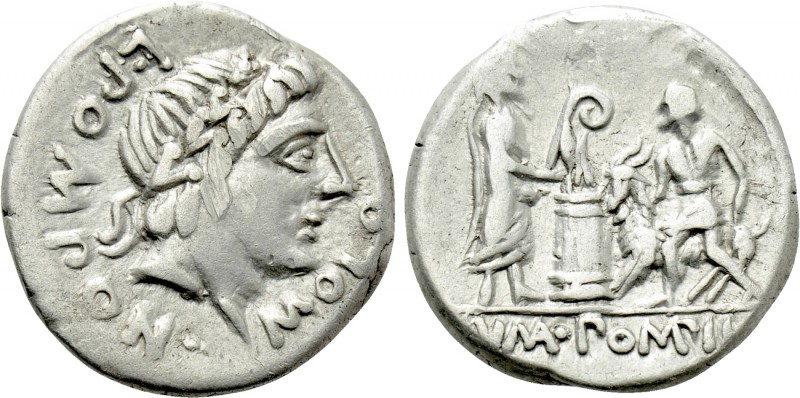 L. POMPONIUS MOLO (97 BC). Denarius. Rome. 

Obv: L POMPON MOLO. 
Laureate he...