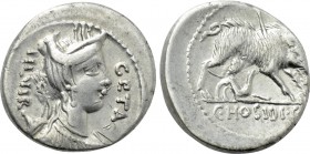 C. HOSIDIUS C.F. GETA. Serrate Denarius (64 BC). Rome.