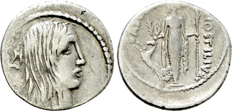 L. HOSTILIUS SASERNA. Denarius (48 BC). Rome. 

Obv: Head of Gallia right; car...