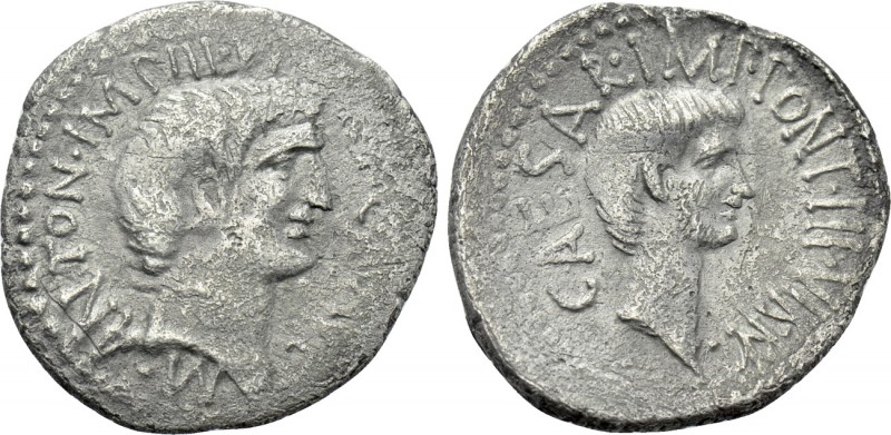 MARK ANTONY and OCTAVIAN. Denarius (40-39 BC). Mint in southern or central Italy...