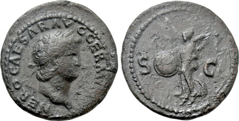 NERO (54-68). As. Rome. 

Obv: NERO CAESAR AVG GERM IMP. 
Laureate head right...