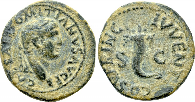 DOMITIAN (Caesar, 69-81). Ae Semis. Uncertain mint, possibly Ephesus. 

Obv: C...