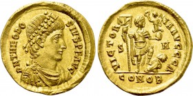 THEODOSIUS I (379-395). GOLD Solidus. Sirmium.