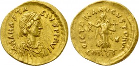 ANASTASIUS I (491-518). GOLD Tremissis. Constantinople.