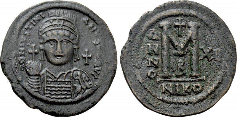 JUSTINIAN I (527-565). Follis. Nicomedia. Dated RY 12 (538/9). 

Obv: D N IVST...