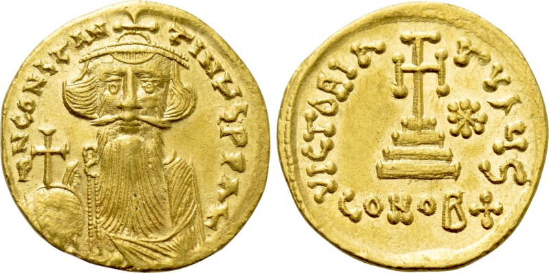 CONSTANS II (641-668). GOLD Solidus. Constantinople. Light weight issue of 23 si...