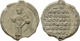 BYZANTINE LEAD SEALS. Theodore, vestarches, hypatos, krites and [...] of [...] (Circa 11th century).
