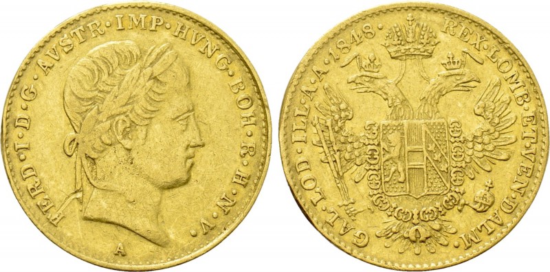 AUSTRIA. Ferdinand I (1835-1848). GOLD Ducat (1848-A). Wien (Vienna). 

Obv: F...
