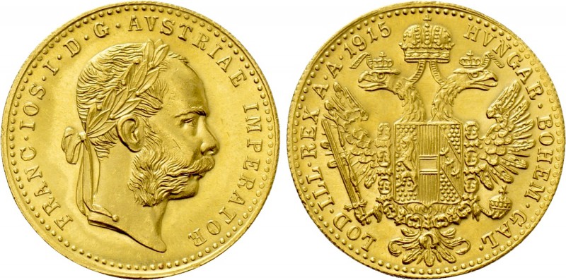 AUSTRIA. Franz Joseph I (1848-1916). GOLD Ducat (1915). Wien (Vienna). Restrike ...