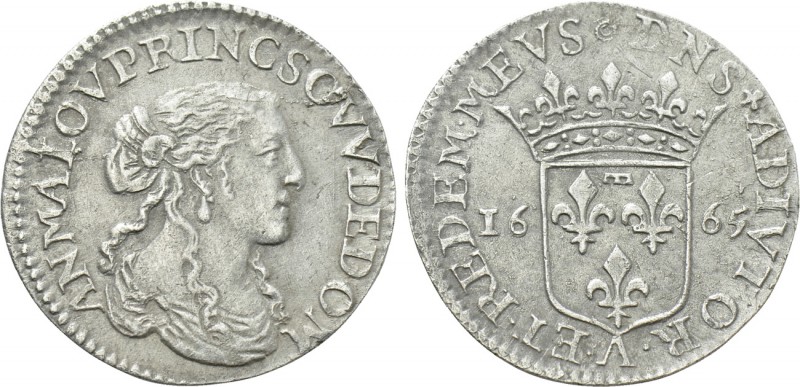 FRANCE. Dombes. Anna Maria Luisa d'Orléans (1627-1693). Luigino or 1/12 Écu (166...