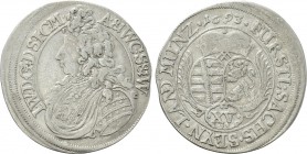 GERMANY. Sayn-Altenkirchen. Johann Wilhelm von Sachsen-Eisenach (1686-1729). 15 Kreuzer (1693).