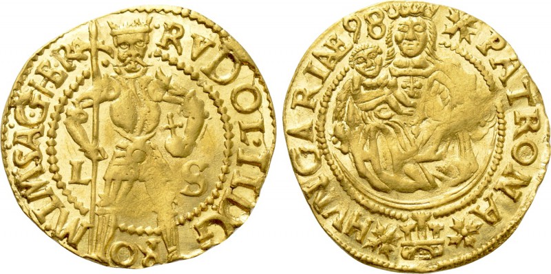 HOLY ROMAN EMPIRE. Rudolf II (1576-1612). GOLD Ducat (1598). Klausenburg. 

Ob...