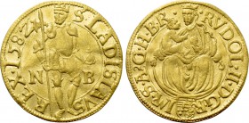 HOLY ROMAN EMPIRE. Rudolf II (1576-1612). GOLD Ducat (1593). Neustadt.